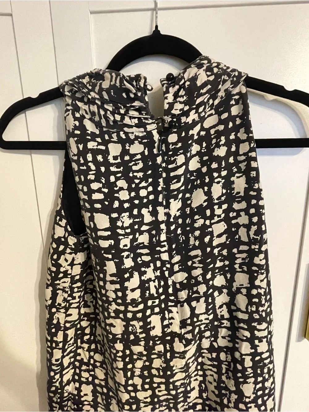 kate spade Black and Cream Abstract Sleeveless Top with bow